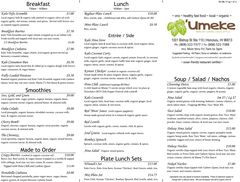 A menu of Umeke Market