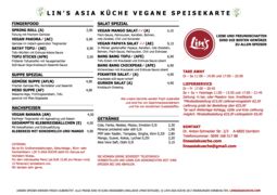 A menu of Lin's Asia Küche