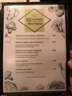 A menu of Locanda