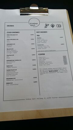A menu of Kimbap Spot