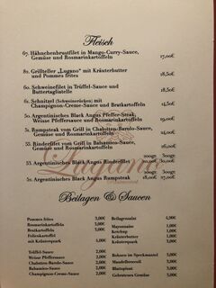 A menu of Lugano