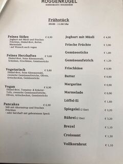 A menu of Roggenkugel