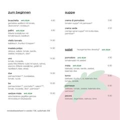 A menu of pomodorino
