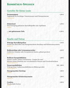 A menu of Grüne Kombüse